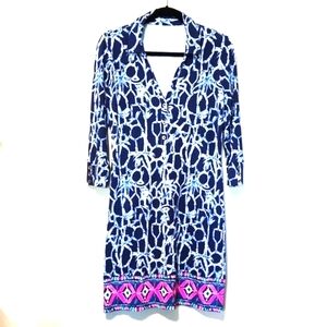 Lilly Pulitzer Ansley Polo Lucky Bamboo High Tide Dress Navy Size Medium